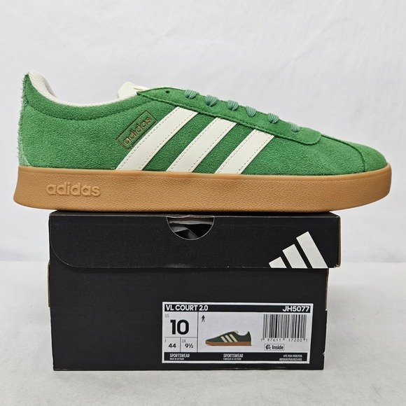 adidas Other - Adidas VL Court 2.0 Casual Sneakers JH5077 Green Suede Gum Sole Men Size 10